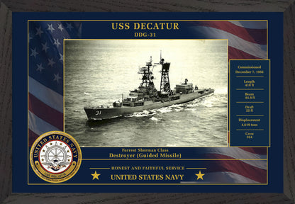 USS Decatur DDG-31 Framed Patriotic Photo