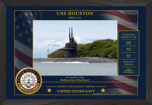 USS Houston SSN-713 Framed Patriotic Photo