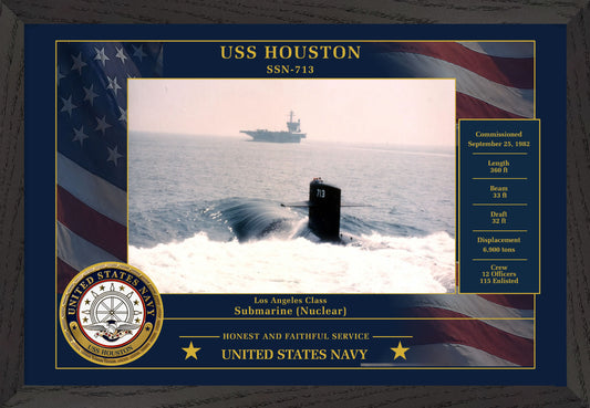 USS Houston SSN-713 Framed Patriotic Photo