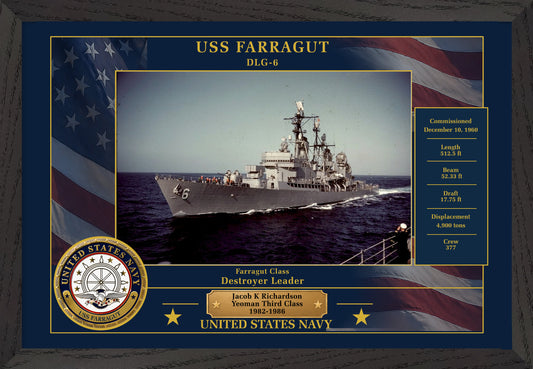 USS Farragut DLG-6 Framed Patriotic Photo