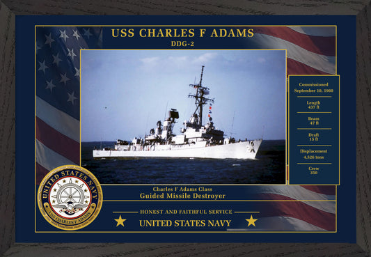 USS Charles F Adams DDG-2 Framed Patriotic Photo
