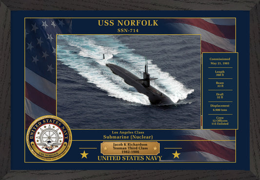 USS Norfolk SSN-714 Framed Patriotic Photo