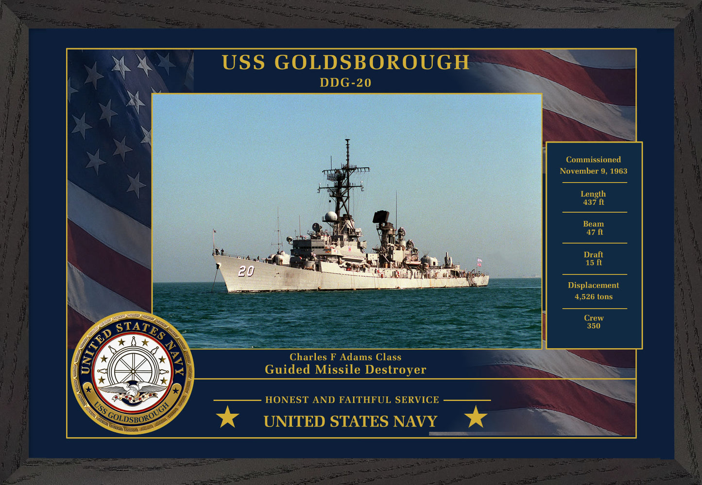 USS Goldsborough DDG-20 Framed Patriotic Photo