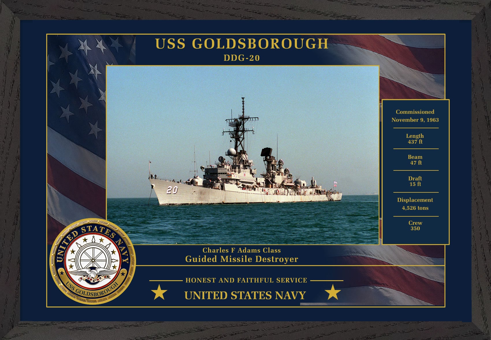 USS Goldsborough DDG-20 Framed Patriotic Photo