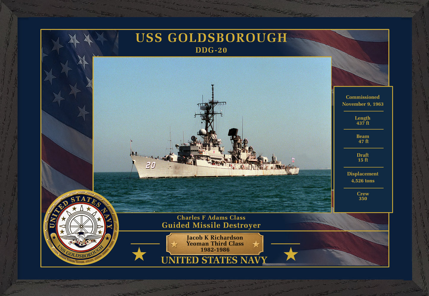 USS Goldsborough DDG-20 Framed Patriotic Photo