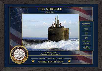 USS Norfolk SSN-714 Framed Patriotic Photo