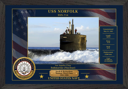 USS Norfolk SSN-714 Framed Patriotic Photo