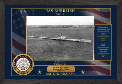 USS Burrfish SS-312 Framed Patriotic Photo