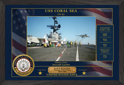 USS Coral Sea CV-43 Framed Patriotic Photo