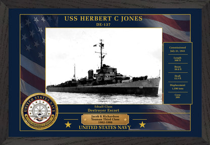 USS Herbert C Jones DE-137 Framed Patriotic Photo