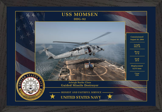 USS Momsen DDG-92 Framed Patriotic Photo