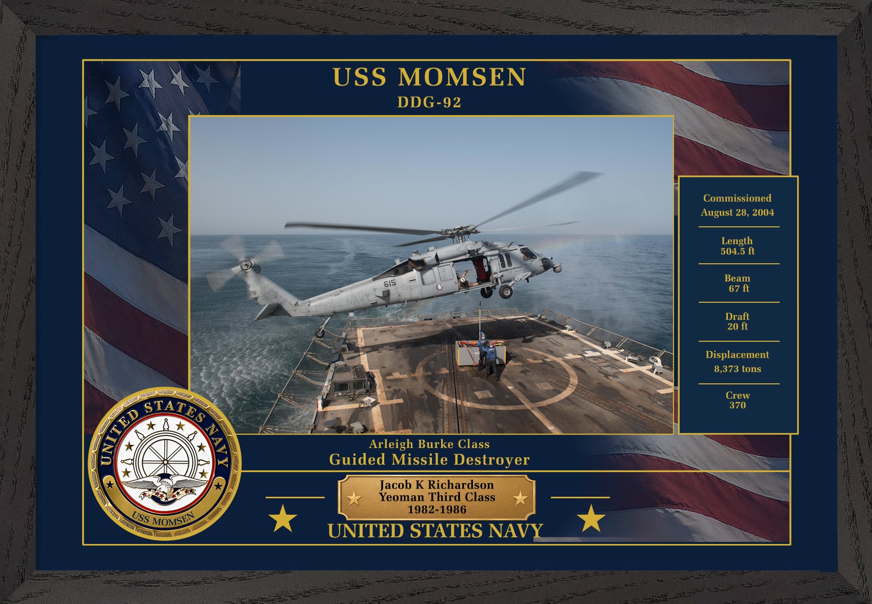 USS Momsen DDG-92 Framed Patriotic Photo