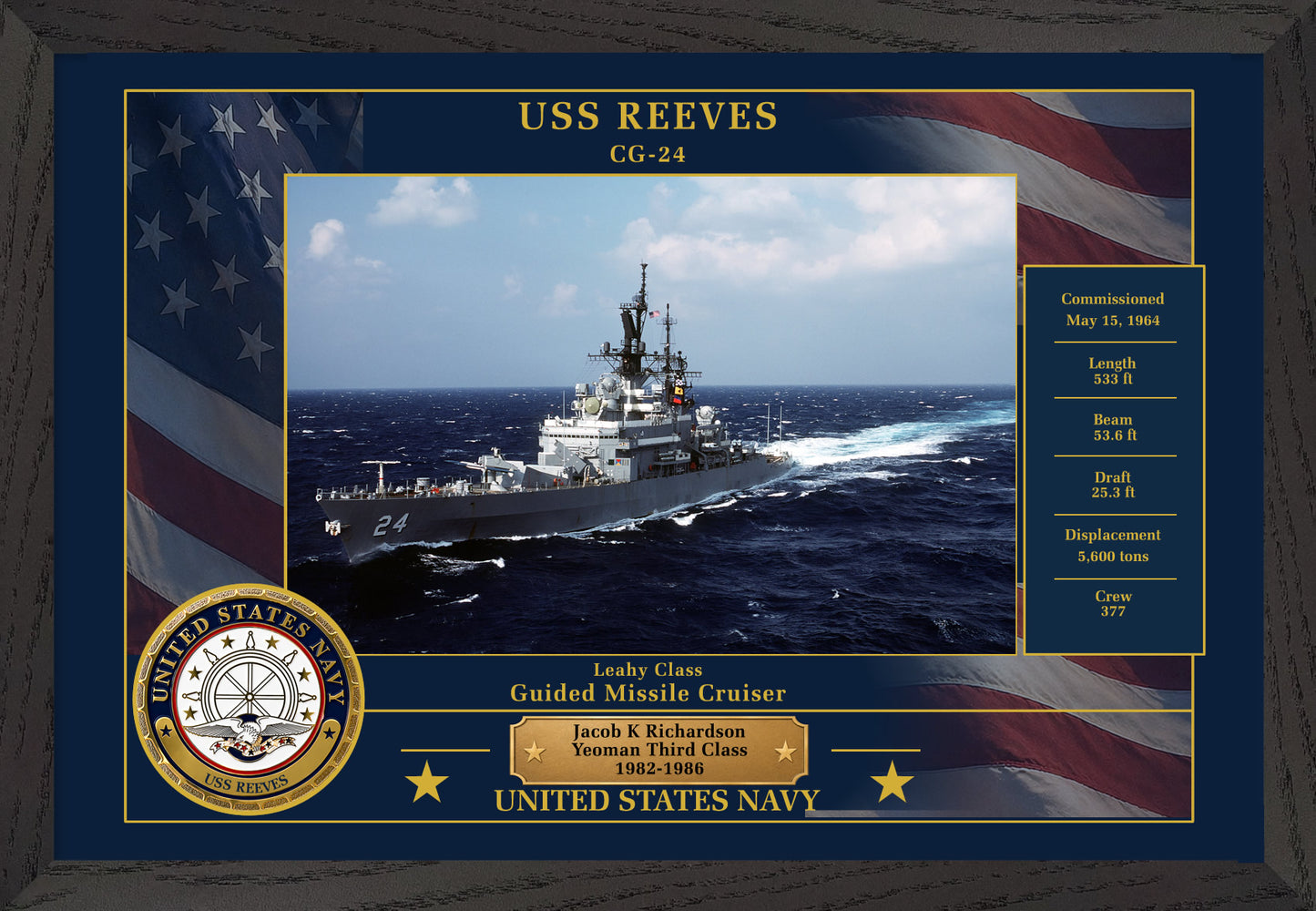 USS Reeves CG-24 Framed Patriotic Photo