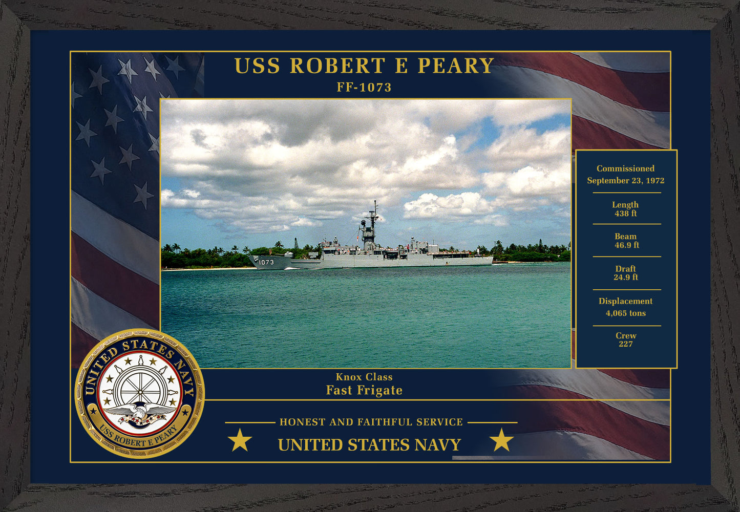 USS Robert E Peary FF-1073 Framed Patriotic Photo