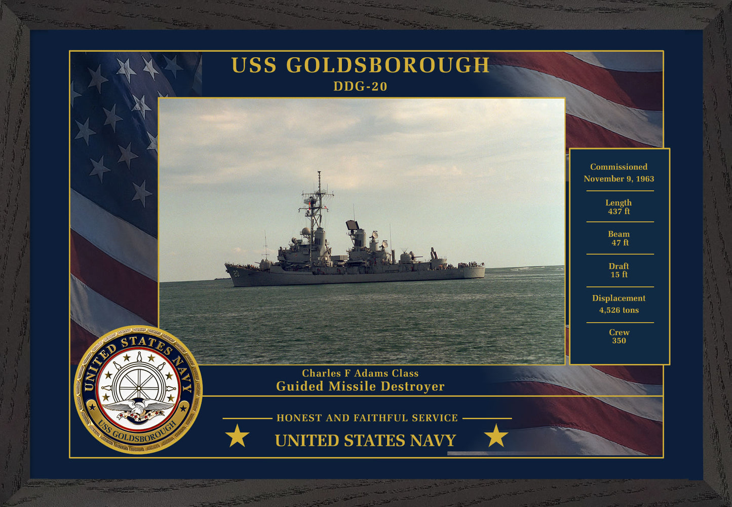 USS Goldsborough DDG-20 Framed Patriotic Photo