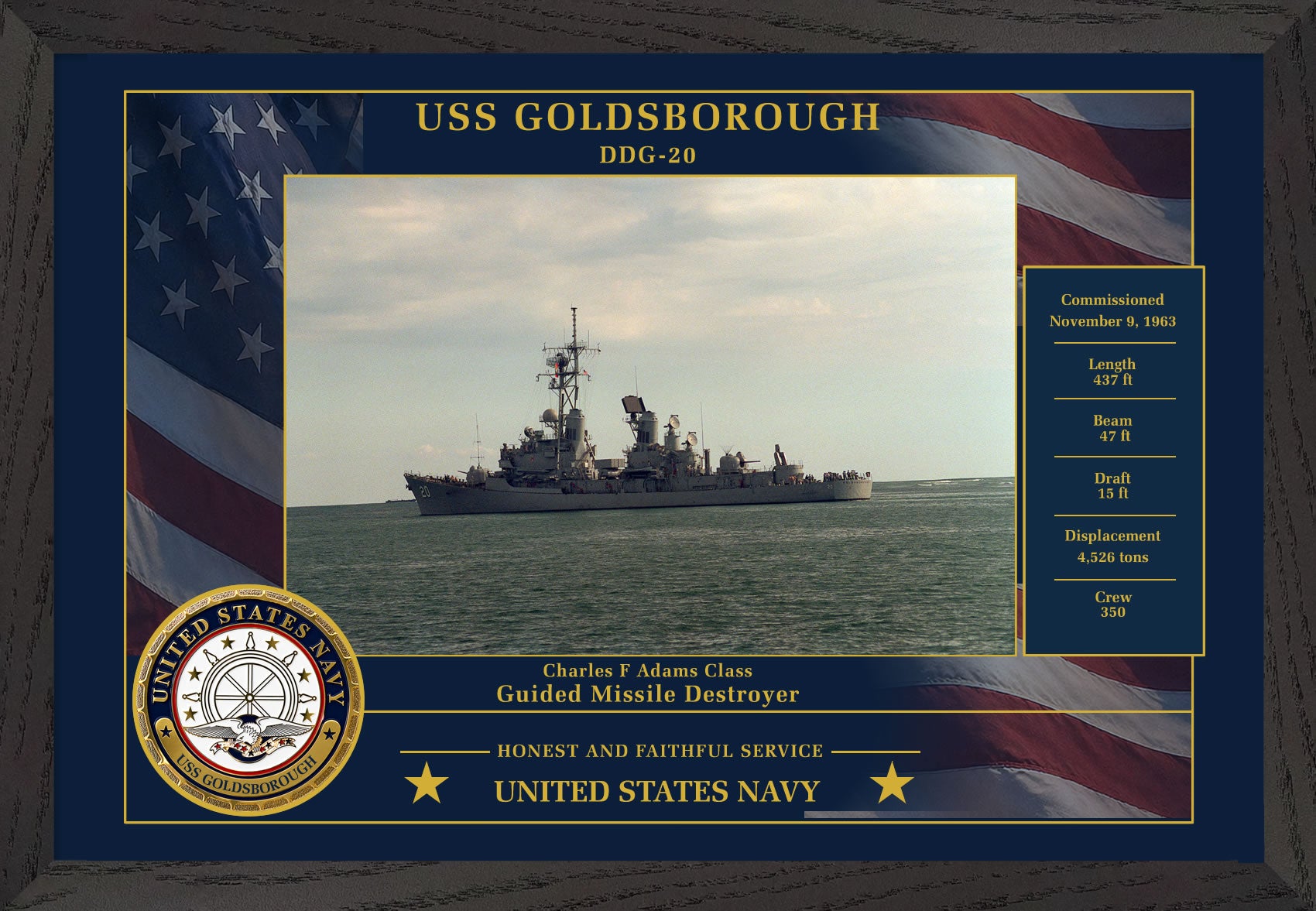USS Goldsborough DDG-20 Framed Patriotic Photo