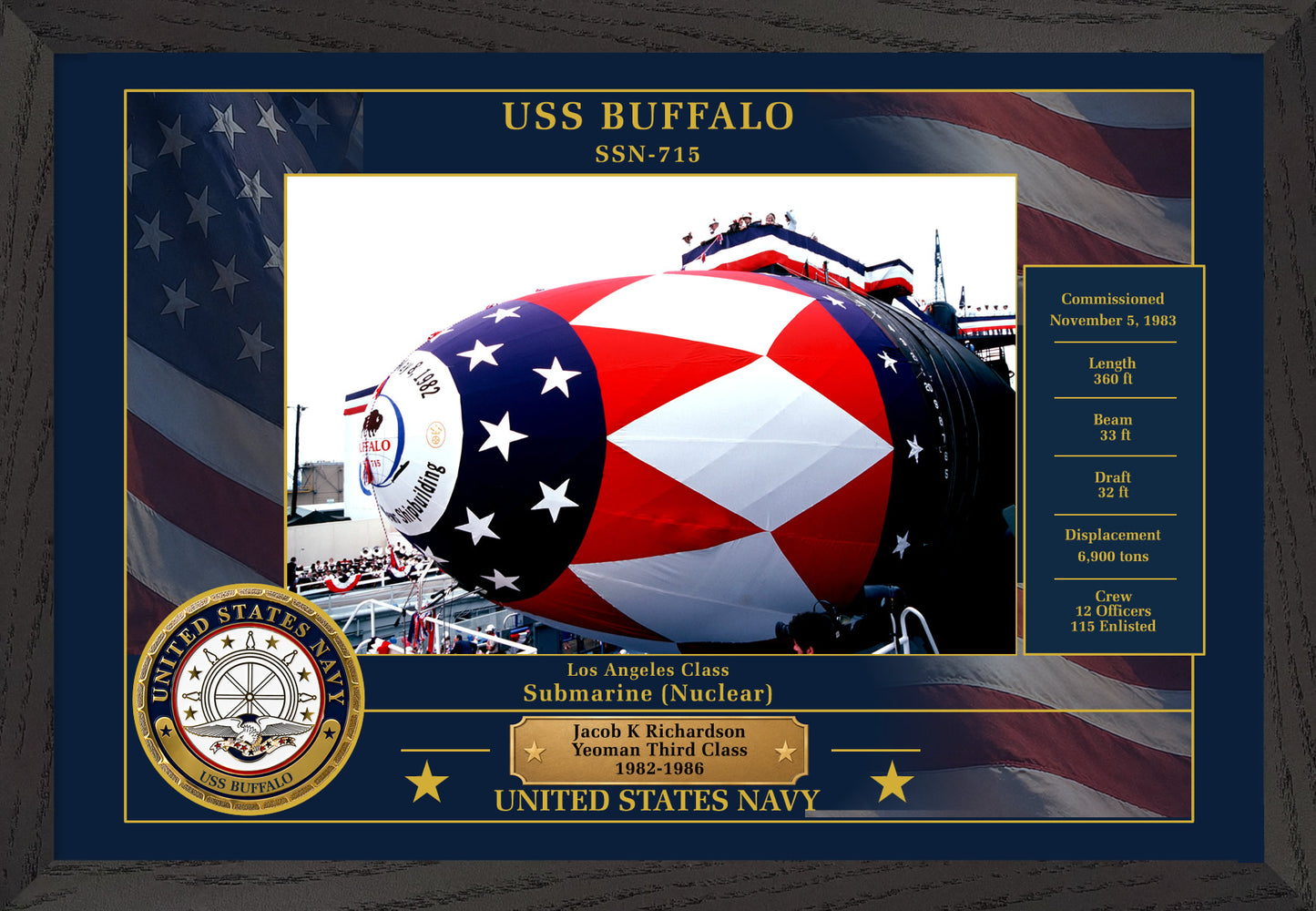 USS Buffalo SSN-715 Framed Patriotic Photo