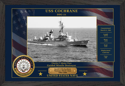 USS Cochrane DDG-21 Framed Patriotic Photo