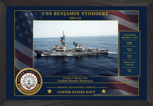 USS Benjamin Stoddert DDG-22 Framed Patriotic Photo