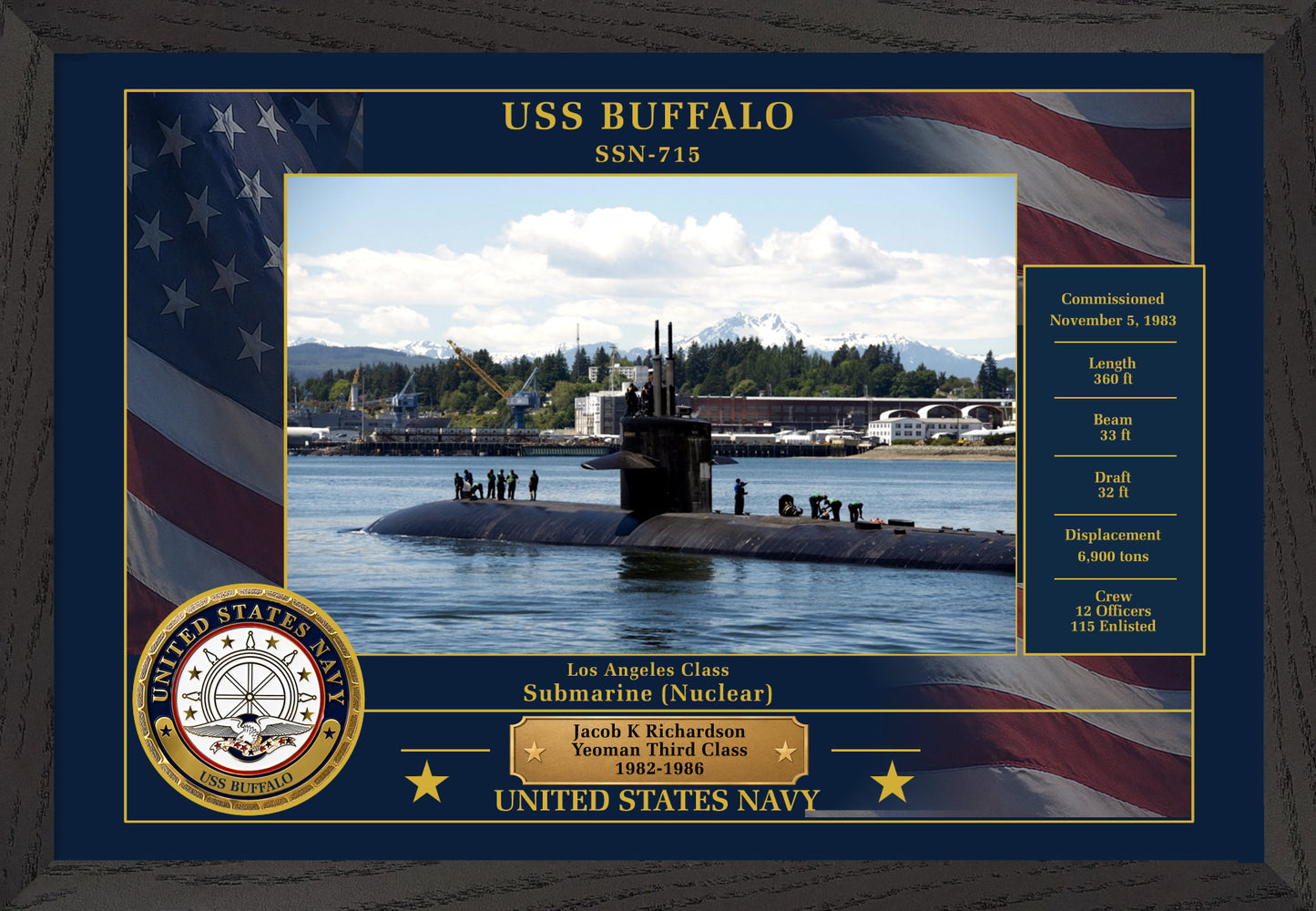 USS Buffalo SSN-715 Framed Patriotic Photo