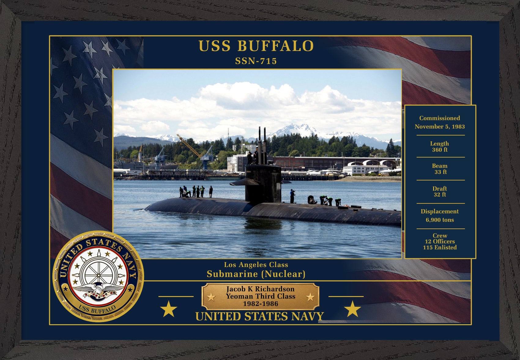 USS Buffalo SSN-715 Framed Patriotic Photo