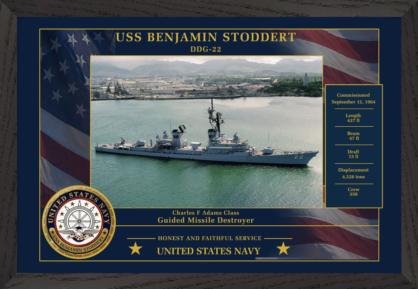 USS Benjamin Stoddert DDG-22 Framed Patriotic Photo