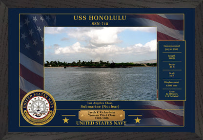 USS Honolulu SSN-718 Framed Patriotic Photo