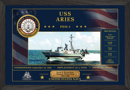 USS Aries PHM-5 Framed Patriotic Art