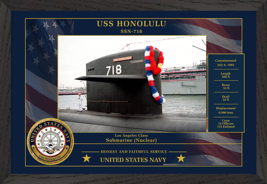 USS Honolulu SSN-718 Framed Patriotic Photo