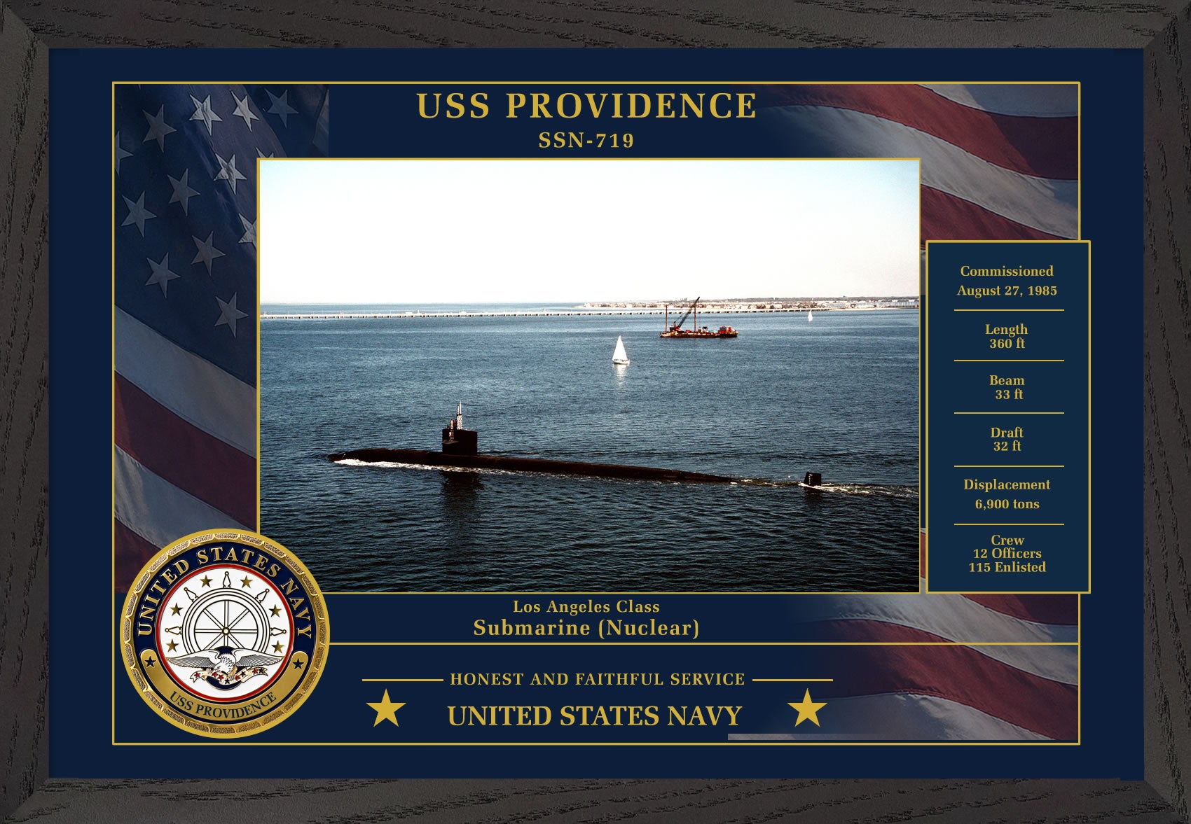 USS Providence SSN-719 Framed Patriotic Photo