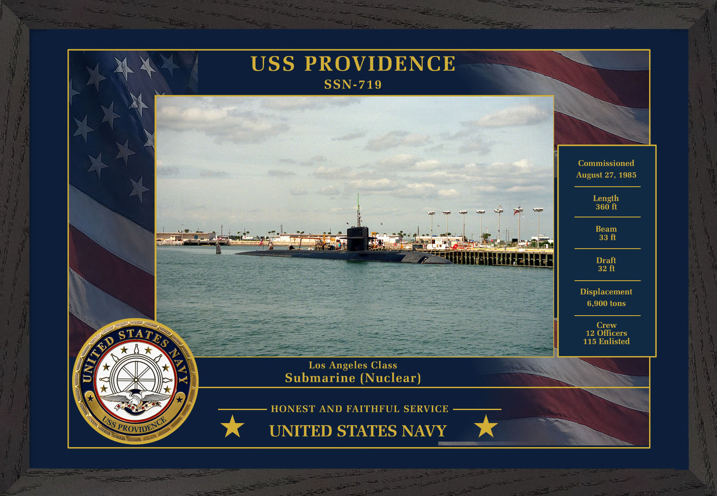 USS Providence SSN-719 Framed Patriotic Photo