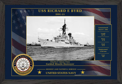USS Richard E Byrd DDG-23 Framed Patriotic Photo