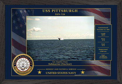USS Pittsburgh SSN-720 Framed Patriotic Photo