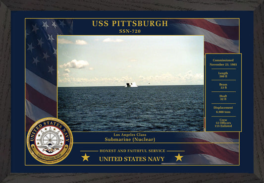 USS Pittsburgh SSN-720 Framed Patriotic Photo