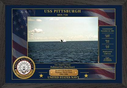 USS Pittsburgh SSN-720 Framed Patriotic Photo