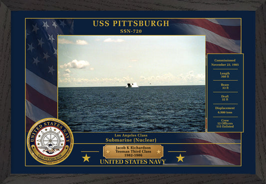 USS Pittsburgh SSN-720 Framed Patriotic Photo