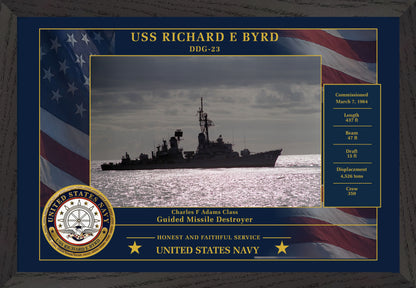 USS Richard E Byrd DDG-23 Framed Patriotic Photo