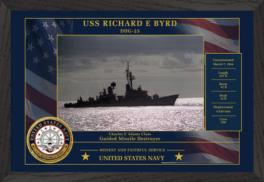 USS Richard E Byrd DDG-23 Framed Patriotic Photo