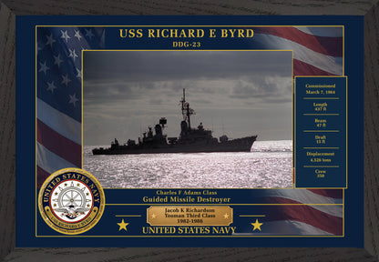 USS Richard E Byrd DDG-23 Framed Patriotic Photo