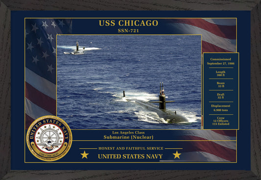 USS Chicago SSN-721 Framed Patriotic Photo