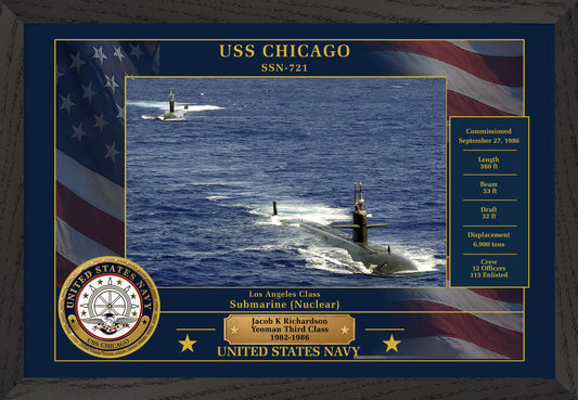 USS Chicago SSN-721 Framed Patriotic Photo