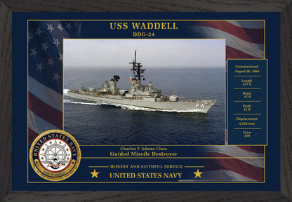 USS Waddell DDG-24 Framed Patriotic Photo