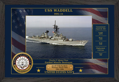 USS Waddell DDG-24 Framed Patriotic Photo