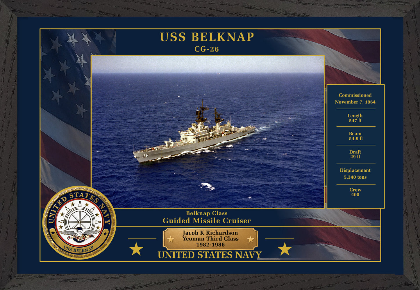 USS Belknap CG-26 Framed Patriotic Photo