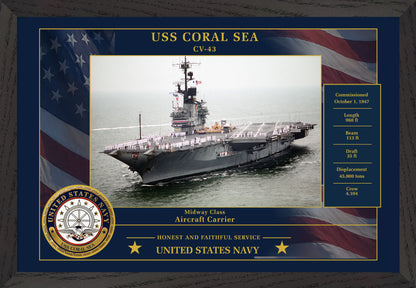 USS Coral Sea CV-43 Framed Patriotic Photo