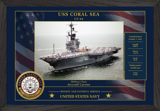 USS Coral Sea CV-43 Framed Patriotic Photo