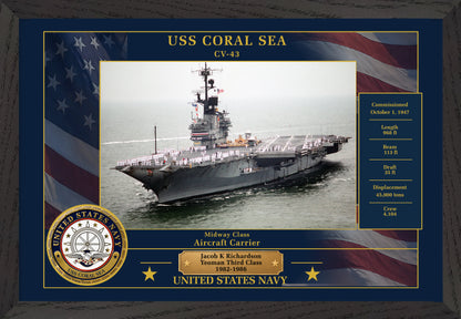 USS Coral Sea CV-43 Framed Patriotic Photo