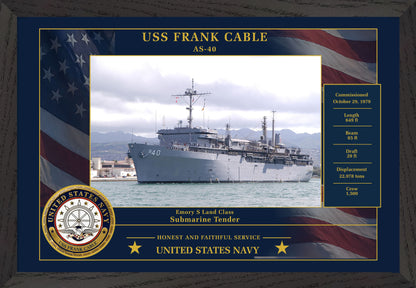 USS Frank Cable AS-40 Framed Patriotic Photo