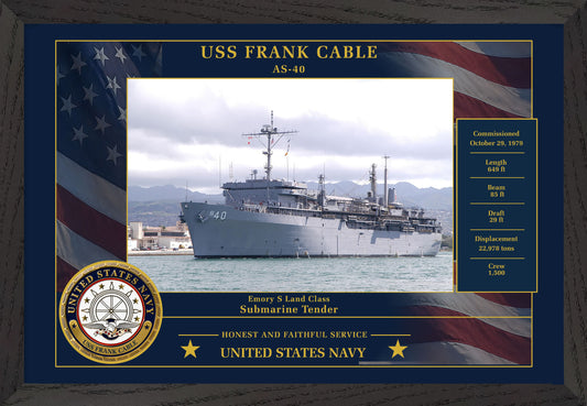 USS Frank Cable AS-40 Framed Patriotic Photo
