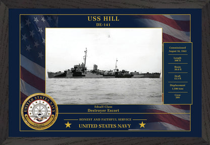 USS Hill DE-141 Framed Patriotic Photo